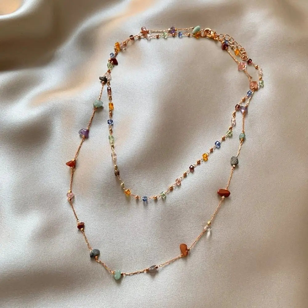 Crystal Bead Clavicle Chain Necklace – Colorful Stone Pendant Pendant Necklace Nixie