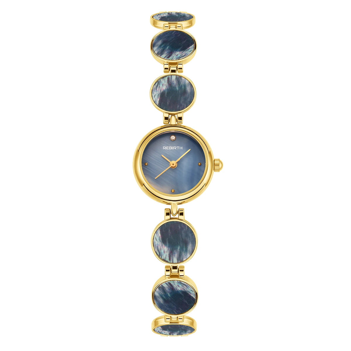 REBIRTH Women's Quartz Watch | Mother-of-Pearl & Diamond Dial Women's Quartz Watch Nixie Blue