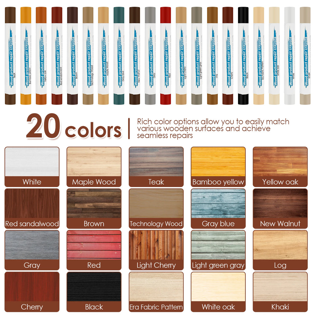 Wood Furniture Repair Pen & Filler Sticks – 18-Color Kit Furniture Repair Kit Nixie