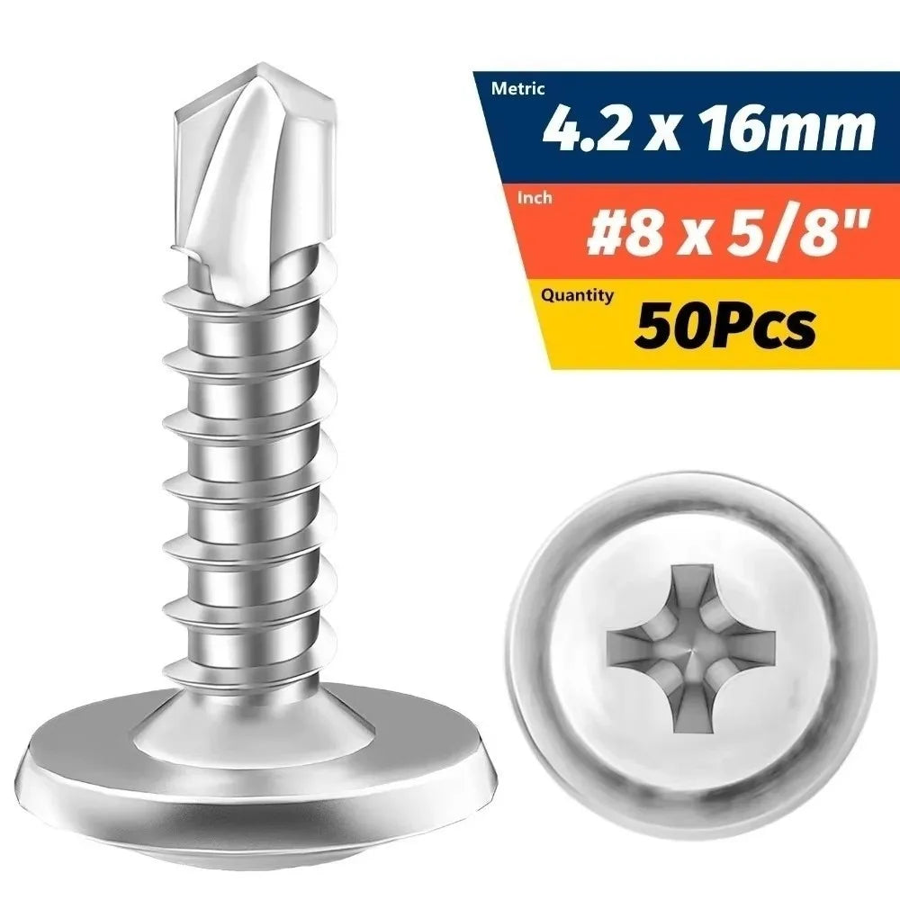50PCS 410 Stainless Steel Self-Tapping Screws Phillips Truss Head Self-Tapping Screws Nixie 4.2x16