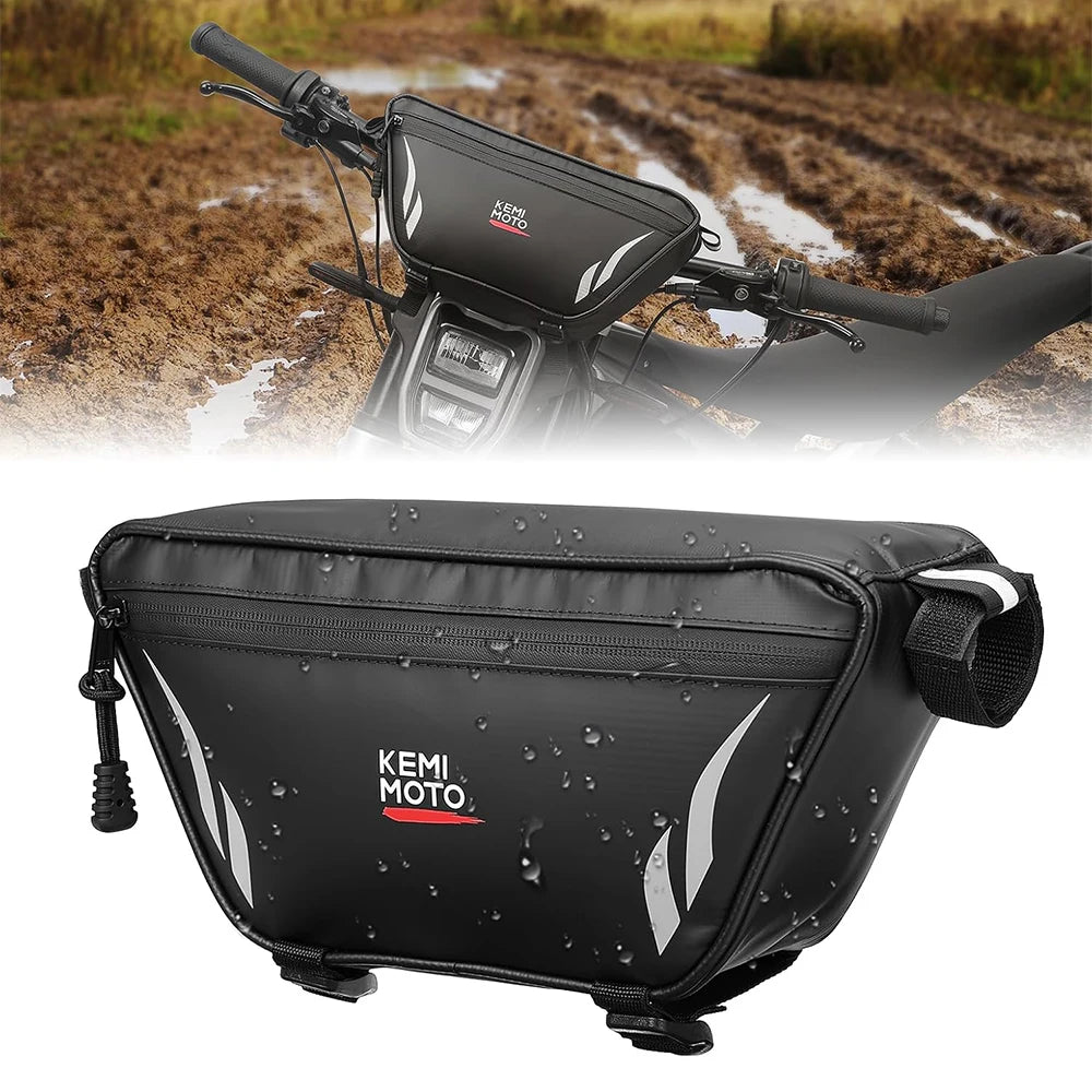 KEMITOUR Waterproof PVC Motorcycle Handlebar Bag – Universal Handlebar Storage Bag Nixie Large Sliver
