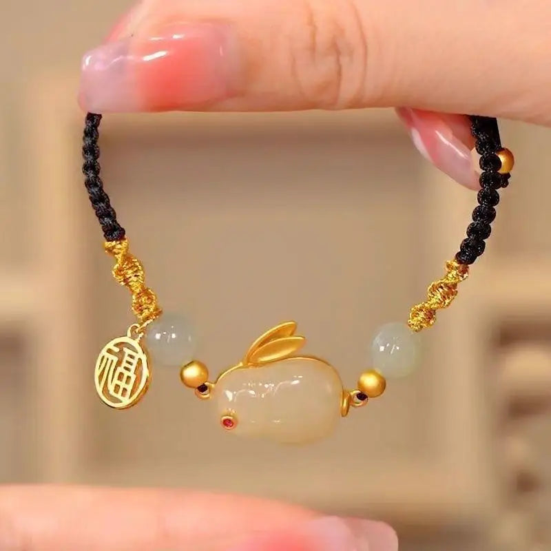 Vintage Imitation Hetian Jade Beaded Bracelet | Women's Gift