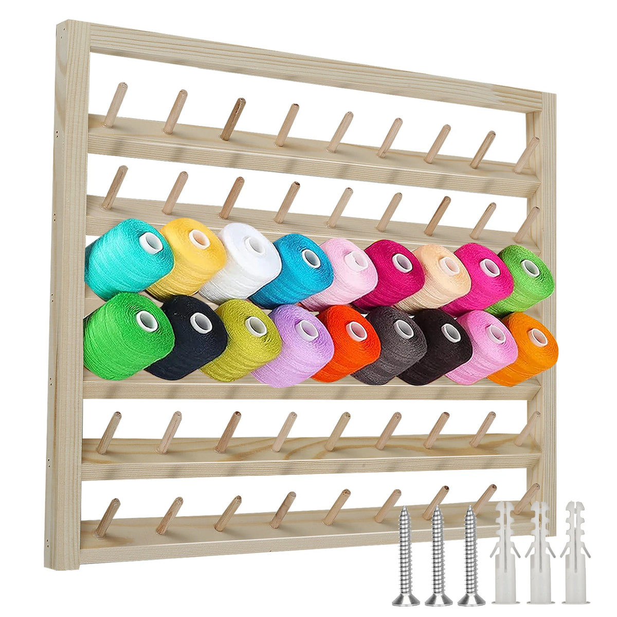 Wooden Thread Rack 48/54 Spool Wall-Mount Sewing Organizer
