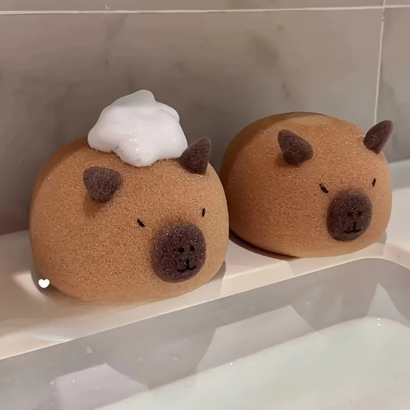 Capybara Bath Sponge – Cute Soft Body & Face Wash Scrubber