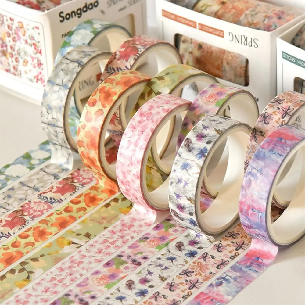 5-Roll Spring Flower Washi Tape Set – Multicolor DIY Scrapbooking