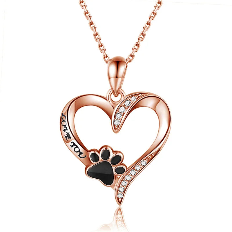Heart Shape Glass CZ Charm Pendant Necklace – Mood Tracker Choker Charm Pendant Necklace Nixie Rose Gold