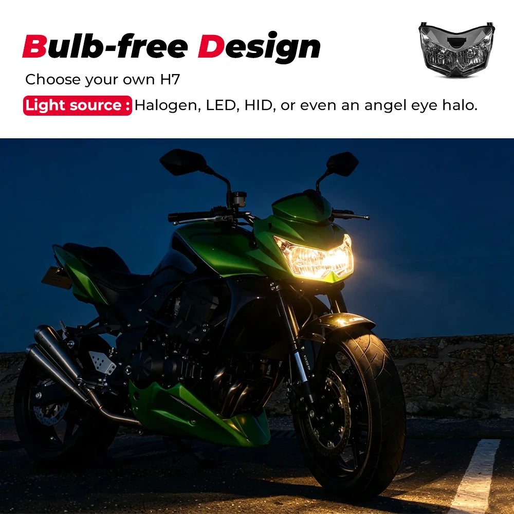 Kawasaki Z750 Z1000 E-MARK Headlight Assembly | Clear Lens Motorcycle Headlight Assembly Nixie
