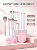 16Pc Makeup Brush Set – Soft Synthetic Hair, Sponge & Puff Makeup Brush Set Nixie Pink