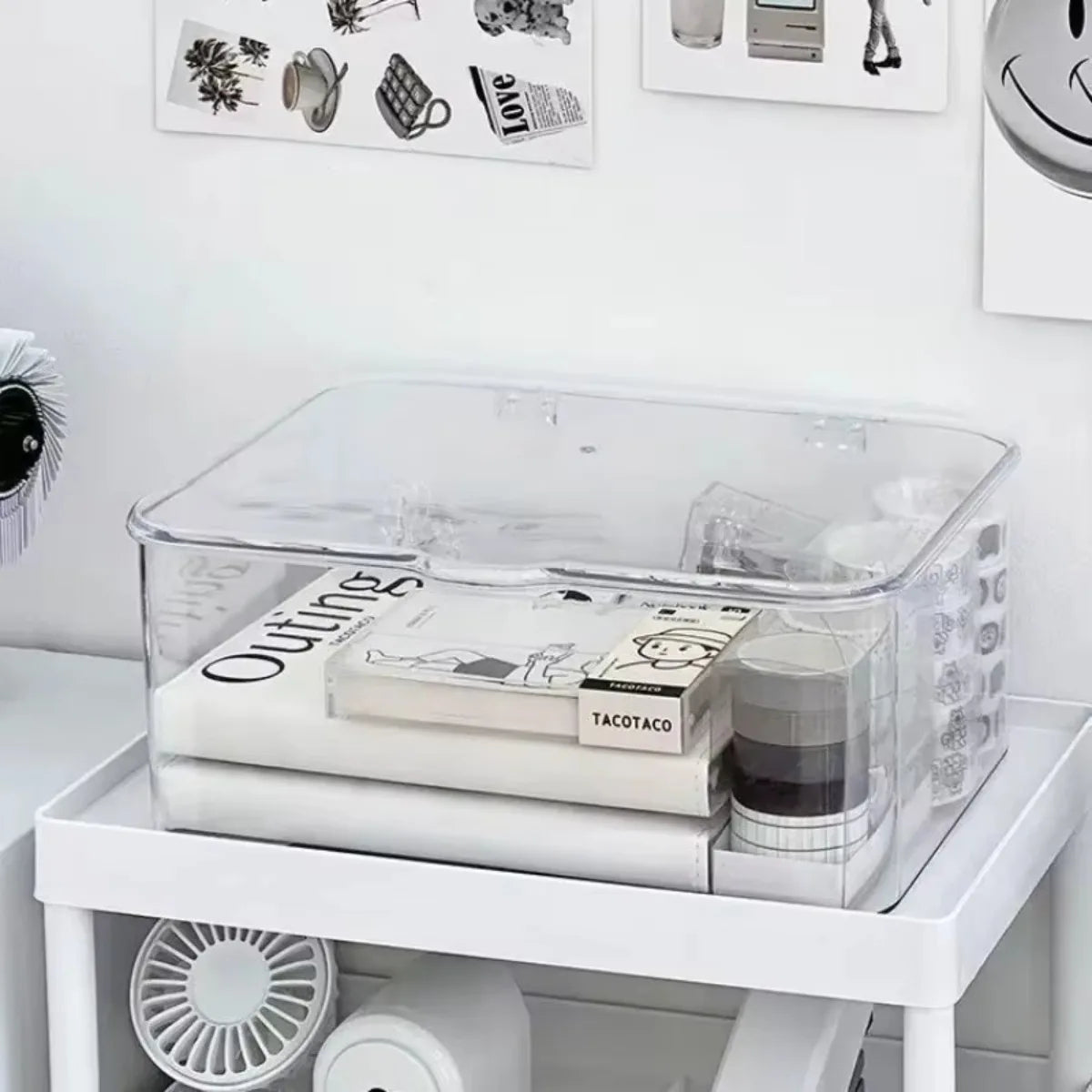 Clear Flip-Top Desk Organizer Box – Cosmetics & Jewelry Desk Storage Organizer Nixie
