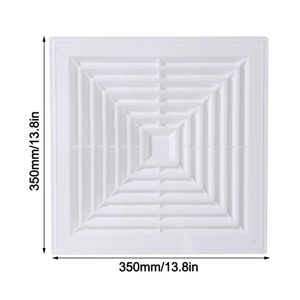 Square White Plastic Air Vent Grille with Flaps – Exhaust Fan Cover Air Vent Grille Cover Nixie 350x350mm