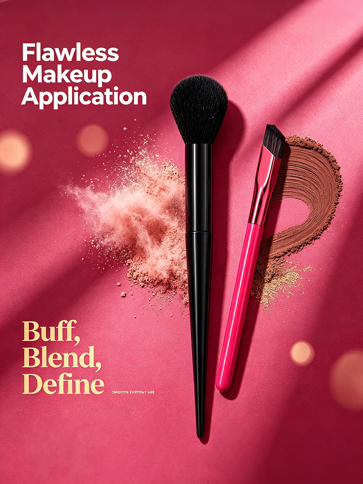 2Pcs Makeup Brush Set – Fluffy Blush & Angled Brow Brush Makeup Brush Set Nixie