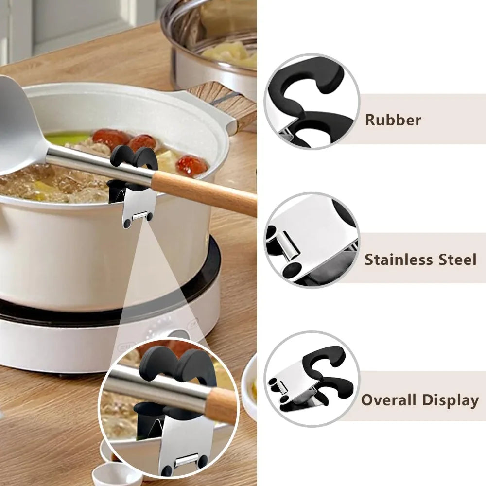 Stainless Steel Pot Clip Silicone Spoon & Spatula Holder Utensil Holder Clip Nixie