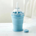 Foldable Ice Ball Cup with Straw | Food-Grade Silicone Mold Silicone Ice Ball Maker Nixie Blue one size