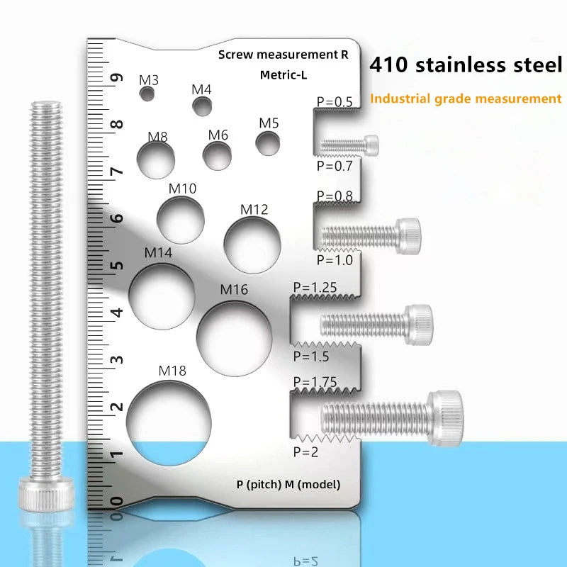 Stainless Steel Thread Pitch Gauge for Screws Bolts & Nuts