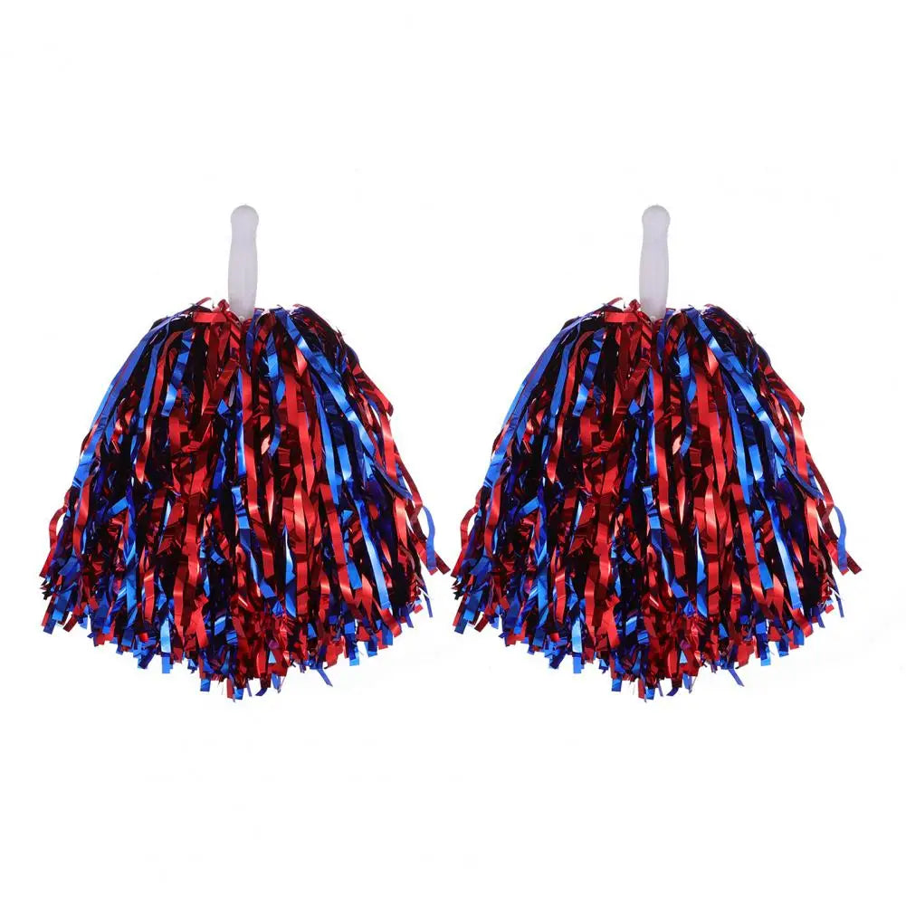 2Pcs Metallic Foil Cheerleading Pom Poms for Sports & Parties Cheerleading Pom Poms Nixie Red Blue