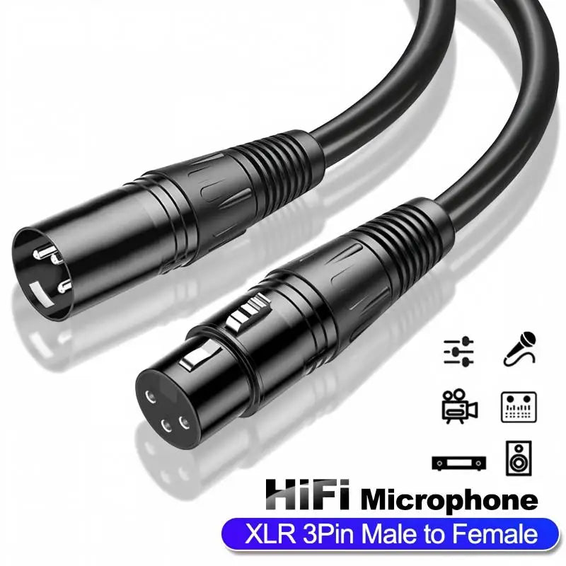 3-Pin XLR Male to Female Balanced Audio Cable | Mic & Mixer XLR Audio Cable Nixie black 3m