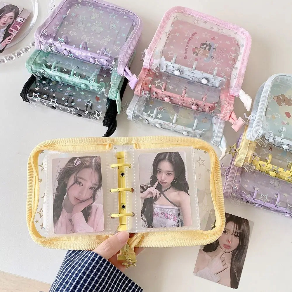 A8 Kpop Photocard Binder | Star Glitter PVC Loose-Leaf Album