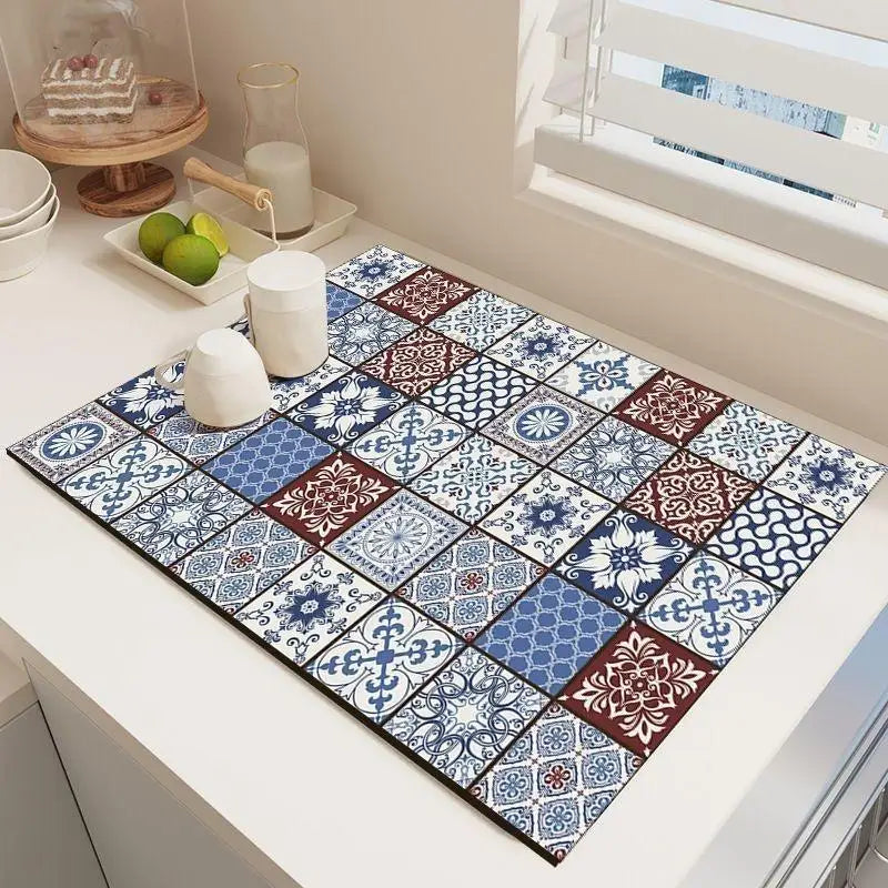 Diatomite Drainage Mat Non-Slip Retro Floral 30x40cm Diatomite Drainage Mat Nixie