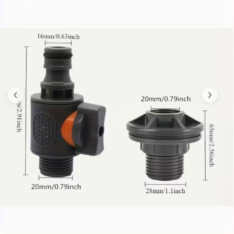 1/2-Inch PVC Tank Connector with On/Off Irrigation Valve Tank Irrigation Fitting Nixie