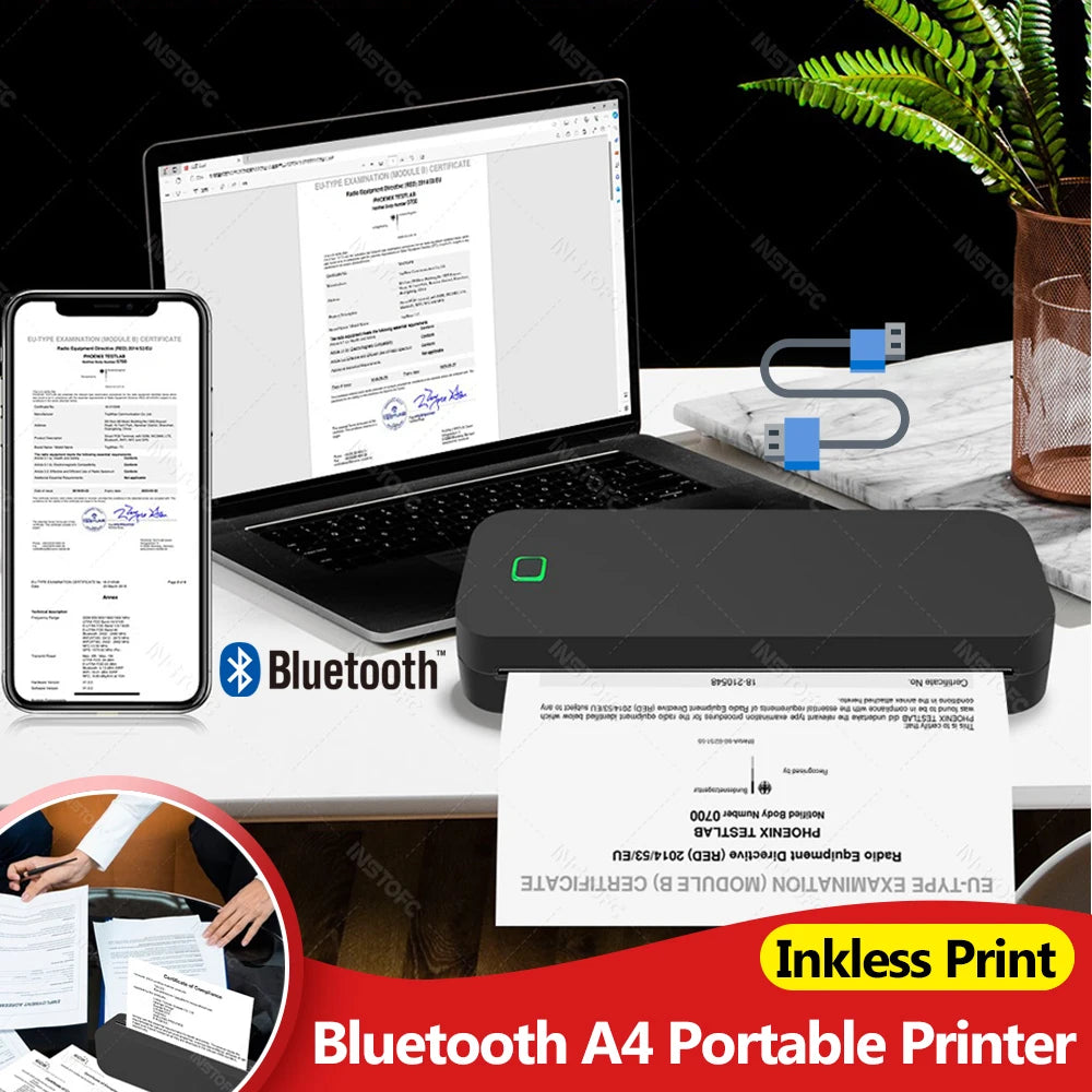 Marklife A4 Portable Thermal Printer – Bluetooth & USB, All Devices