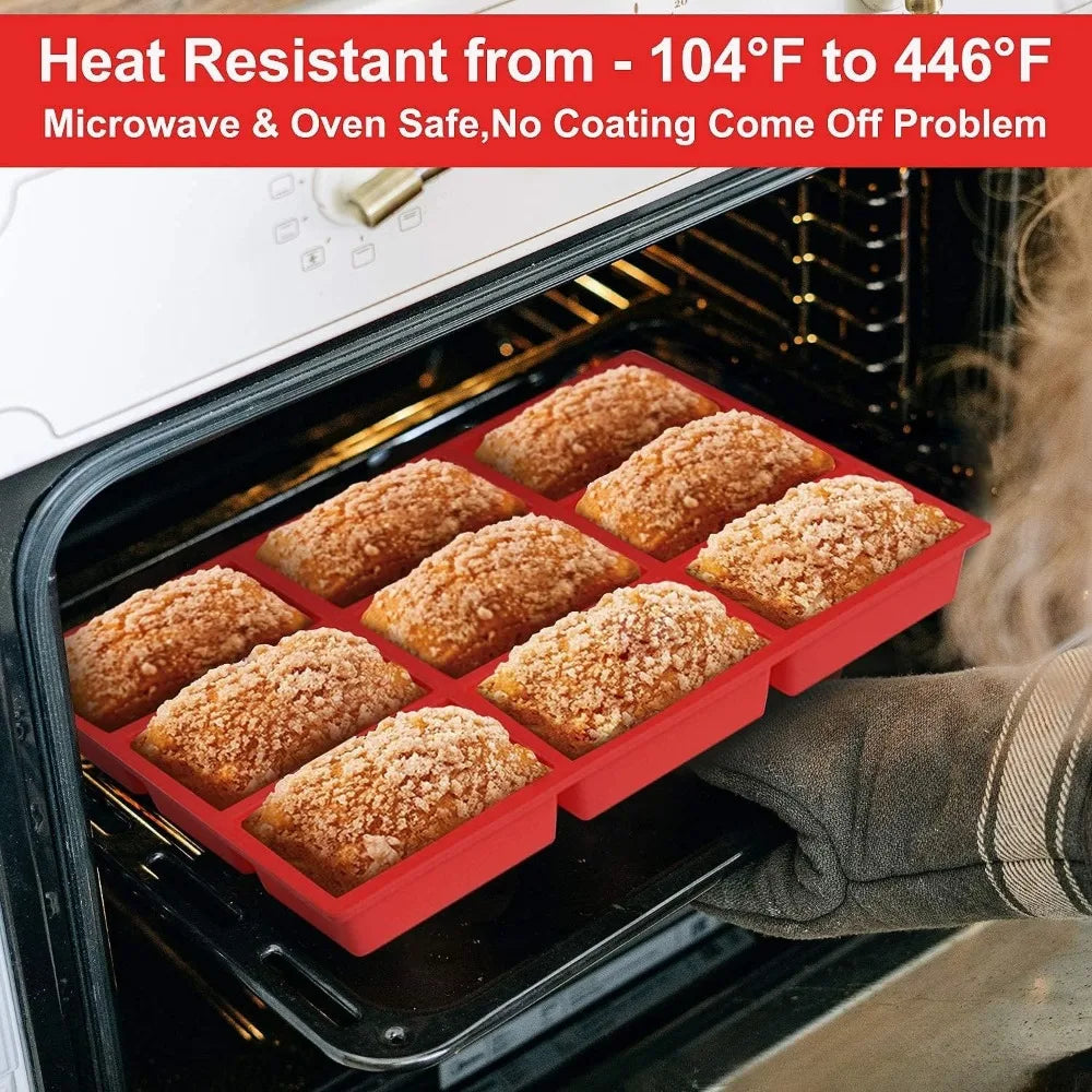9-Cavity Silicone Loaf Pan – Nonstick Bread & Baking Mold