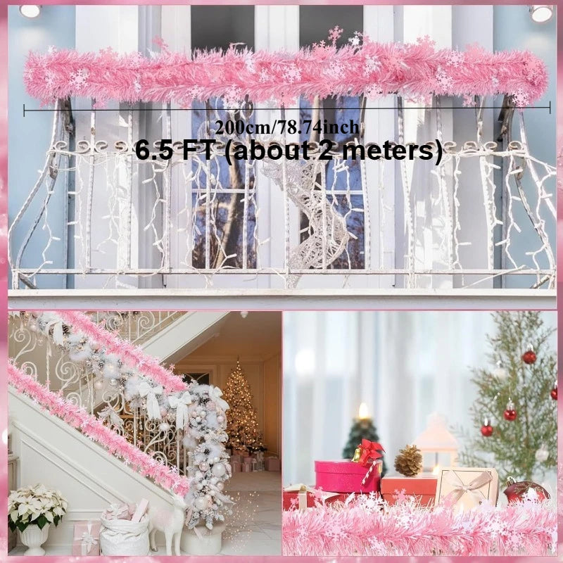 2M Christmas Snowflake Tinsel Garland – Metallic Twist Decor Christmas Tinsel Garland Nixie