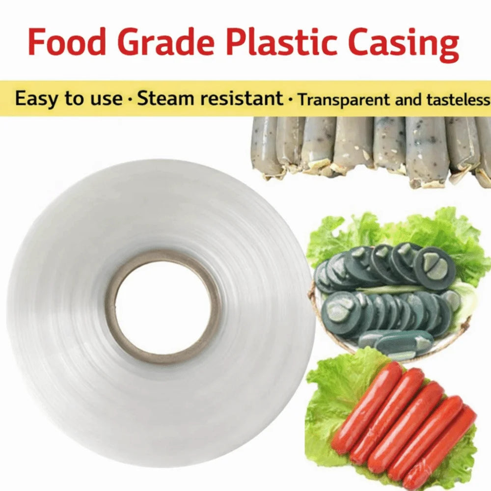 Food Grade Plastic Sausage Casing 5M/10M | Clear & Heat Safe Sausage Casing Nixie