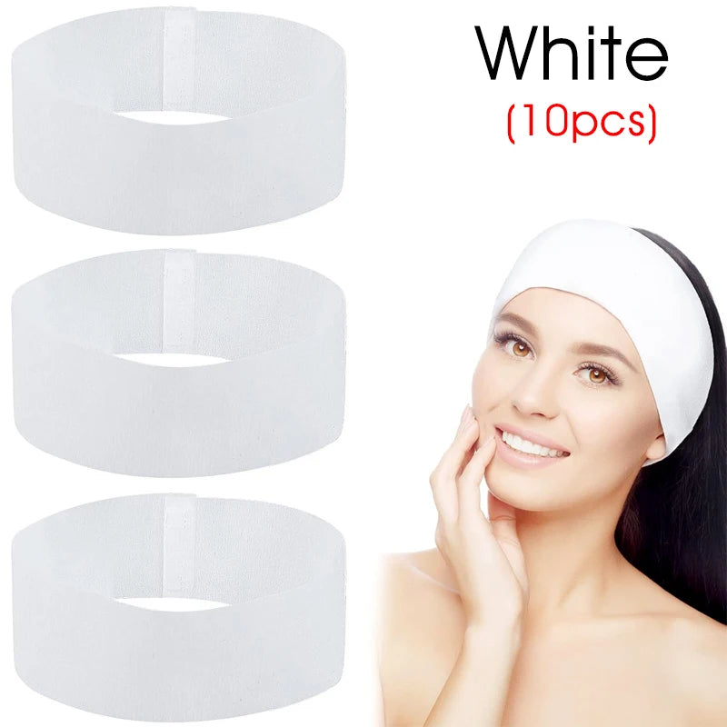 Disposable Facial Headbands Non-Woven SPA Wrap 10/50/100pcs