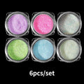 6-Color Glow Nail Glitter Powder Set – Sparkling DIY Manicure Nail Glitter Powder Nixie 6pcs
