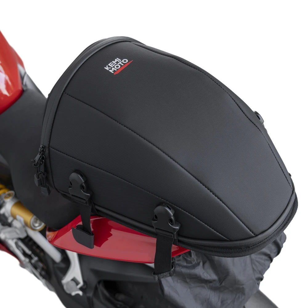 KEMITOUR 12.5L Waterproof Expandable Motorcycle Tail Saddle Bag Motorcycle Tail Bag Nixie Black