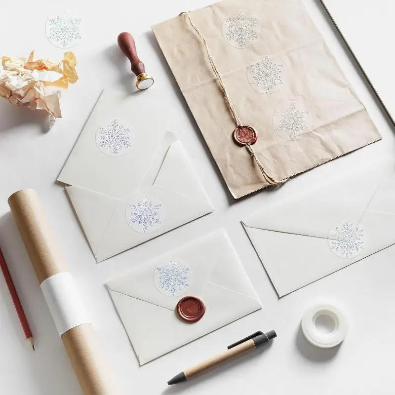 Ice Crystal Christmas Stickers 500 Sheets – Xmas Gift Tags Roll Decorative Sticker Roll Nixie onesize