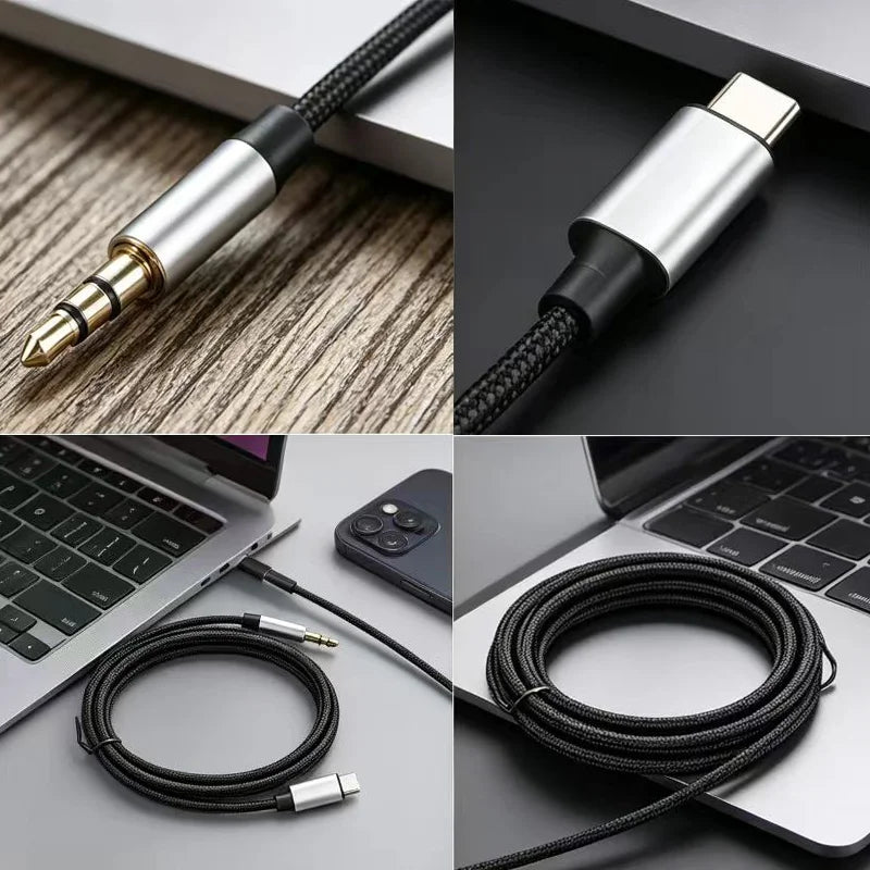 USB-C to 3.5mm TRRS AUX Audio Cable – iPhone 15 & Samsung AUX Audio Cable Nixie