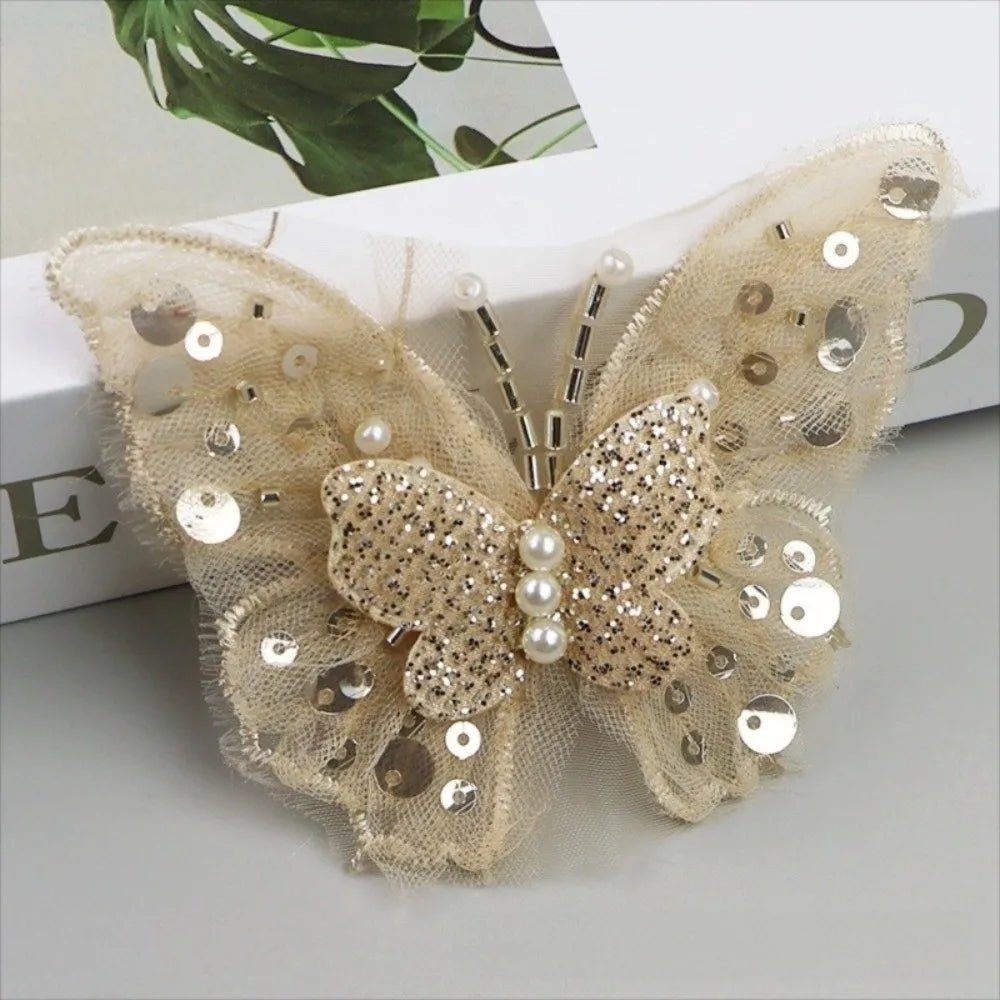 Double-Layer Sequin Butterfly Applique | Gold DIY Clothes Patch