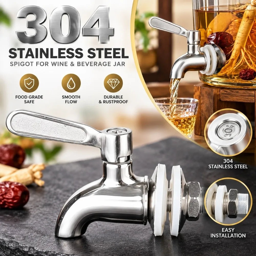 304 Stainless Steel Beverage Dispenser Spigot – Leakproof Dispenser Spigot Nixie