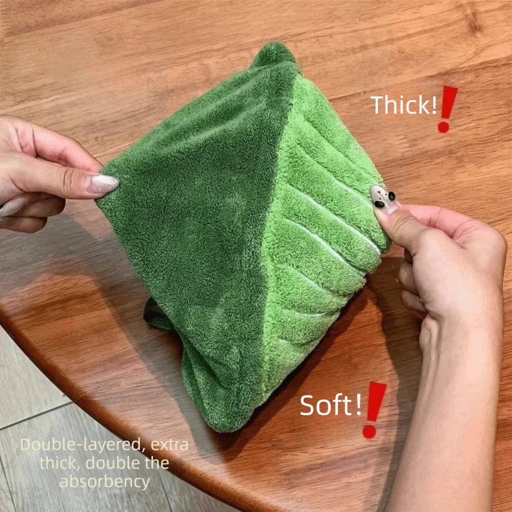Cartoon Leaf Coral Velvet Hand Towel – Kitchen & Bathroom Hand Towel Nixie