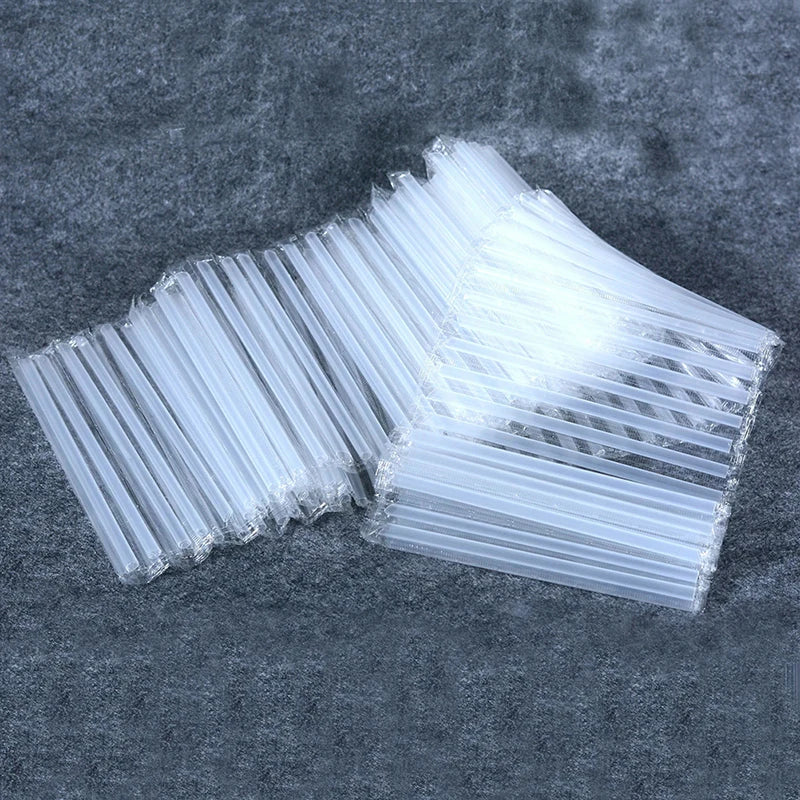 500Pcs Clear Pointed-Tip Disposable Plastic Drinking Straws