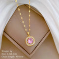 Square Zircon Pendant Necklace | Gold Stainless Steel Clavicle Chain Pendant Necklace Nixie XL2606-373