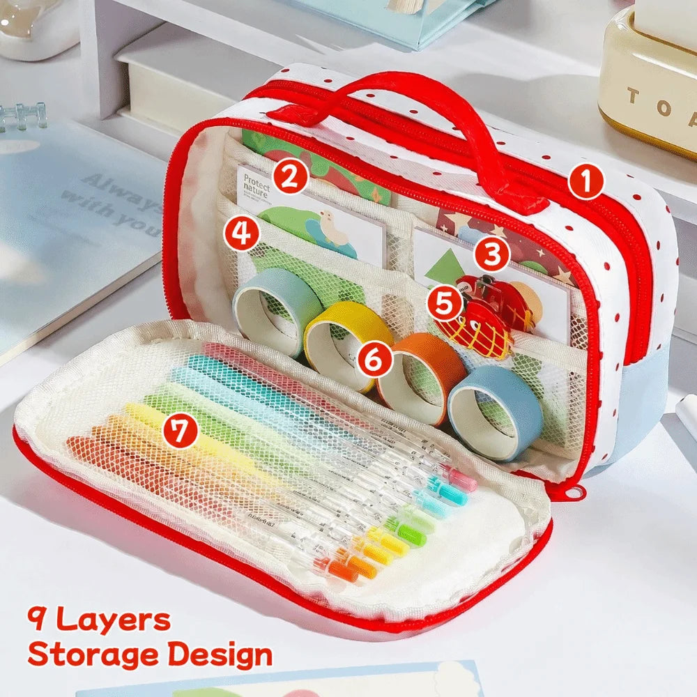 Kawaii Large Capacity Pencil Case 9-Layer Divided Pouch Pencil Case Nixie