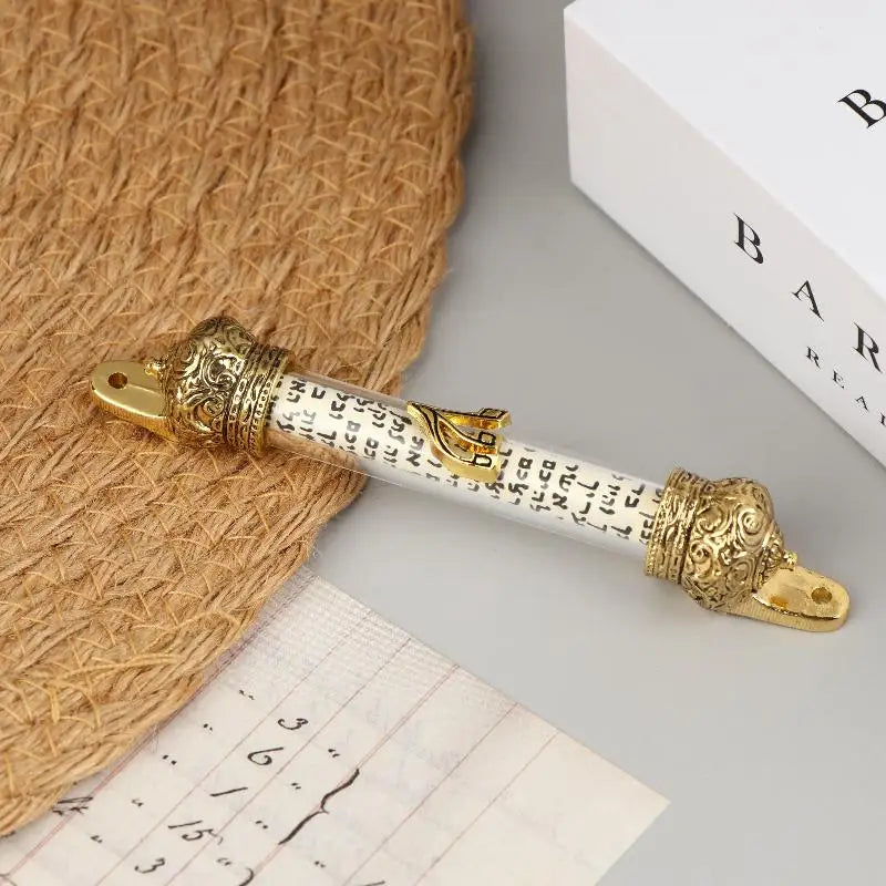 Metal Mezuzah Case with Scroll – Retro Gold Door Plaque Mezuzah Case Nixie