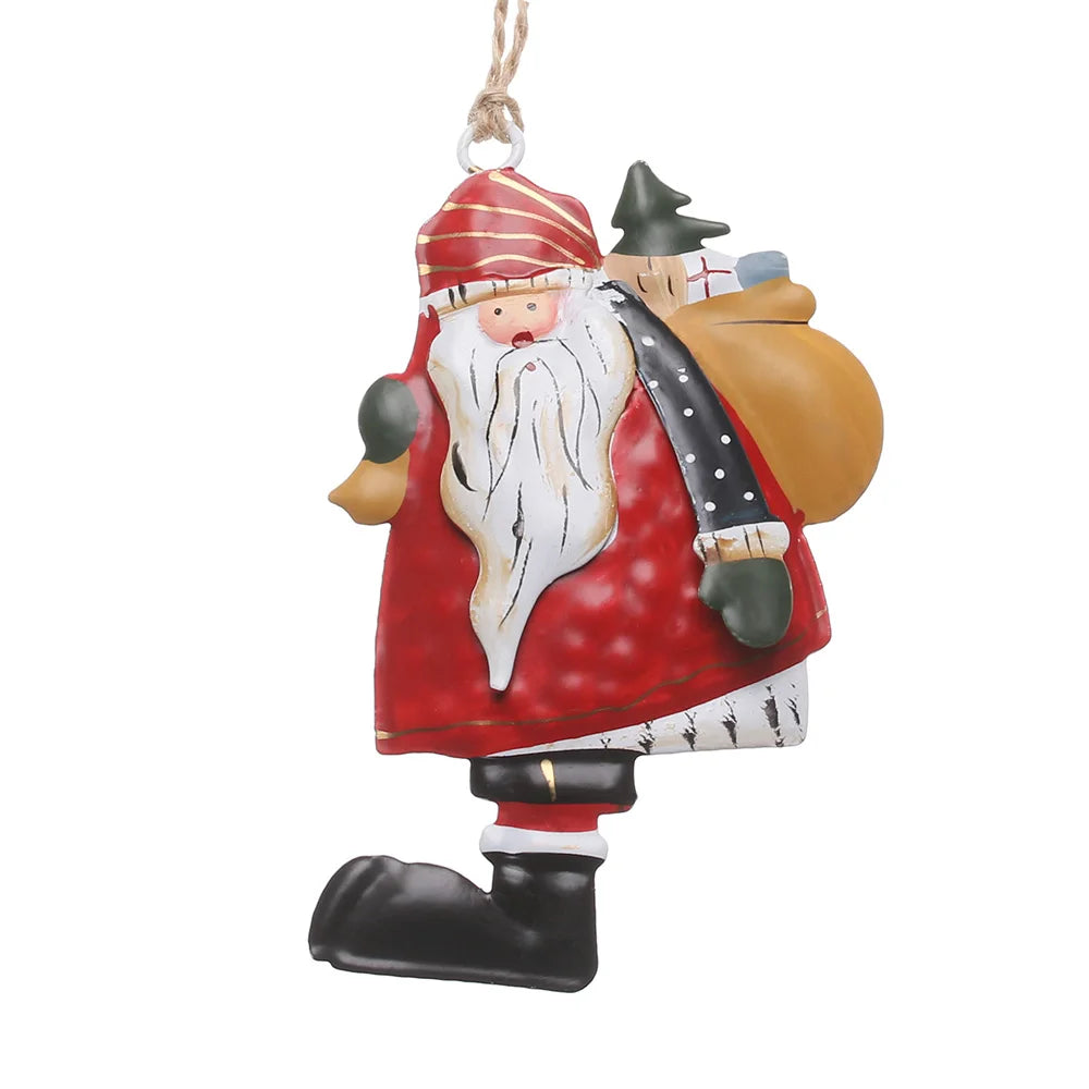 Retro Metal Christmas Ornaments – Angel, Santa & Snowman Pendants