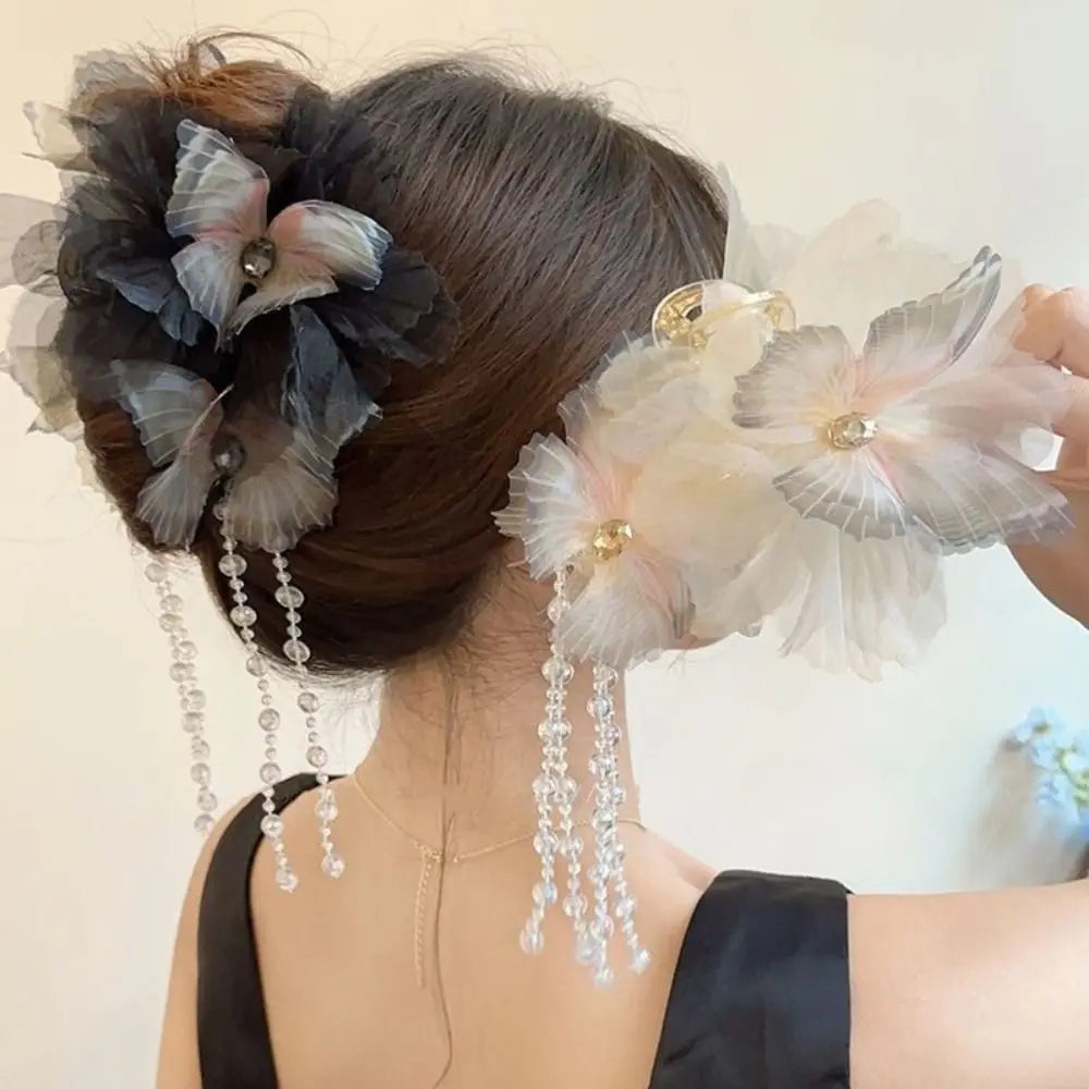 Butterfly Beads Tassel Sparkling Hair Claw Clip for Women Hair Claw Clip Nixie