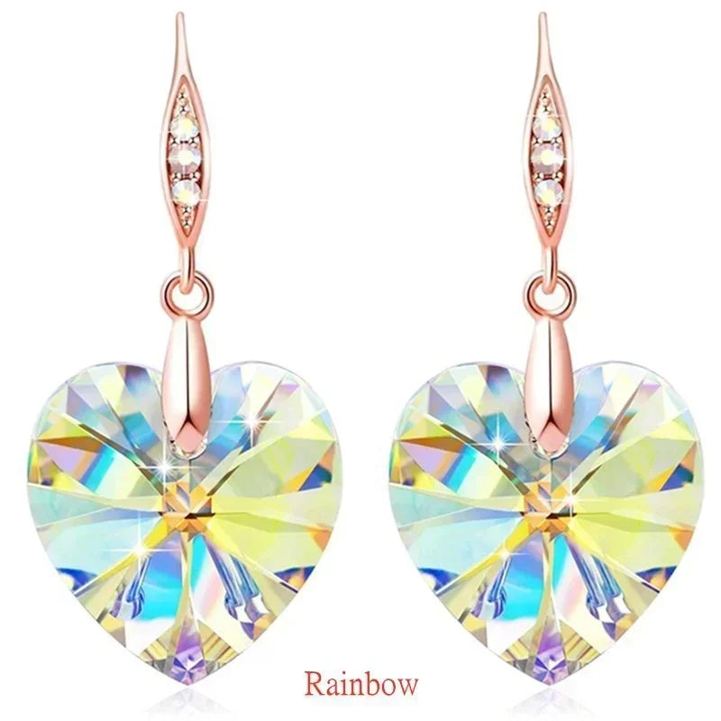 Vintage Geometric Pink Crystal Dangle Drop Earrings Crystal Drop Earrings Nixie