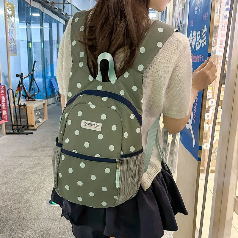Korean Polka Dot Backpack – Lightweight Large-Capacity School Bag School Backpack Nixie