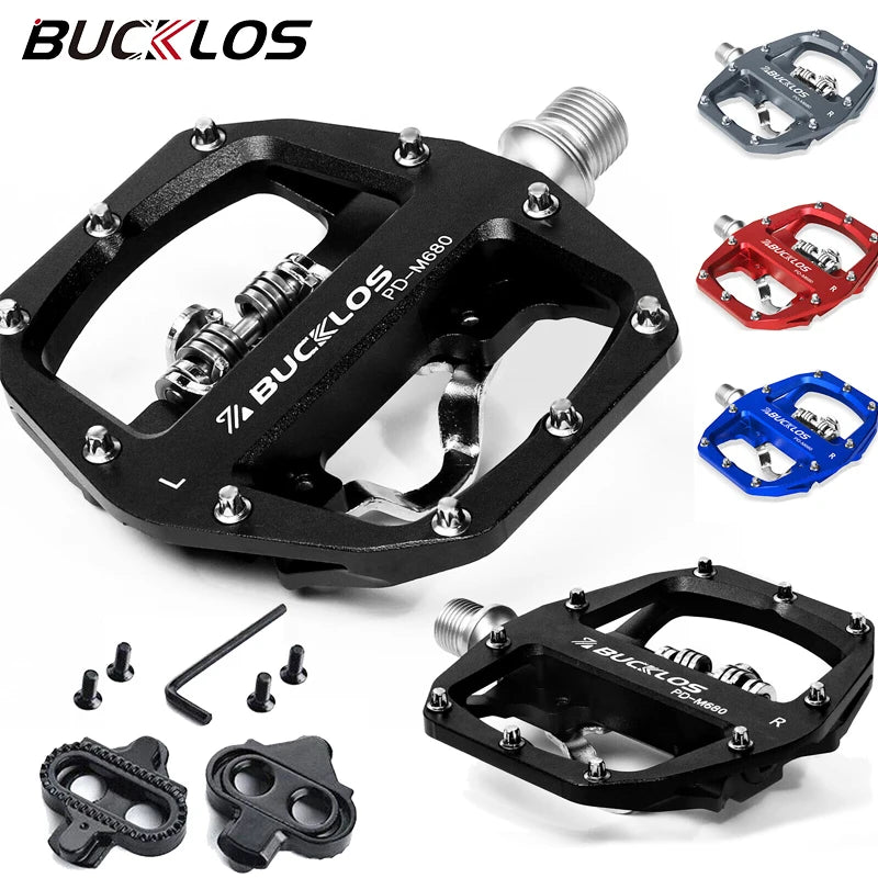 BUCKLOS SPD Dual-Function MTB Pedals – Clipless & Flat MTB Bike Pedals Nixie