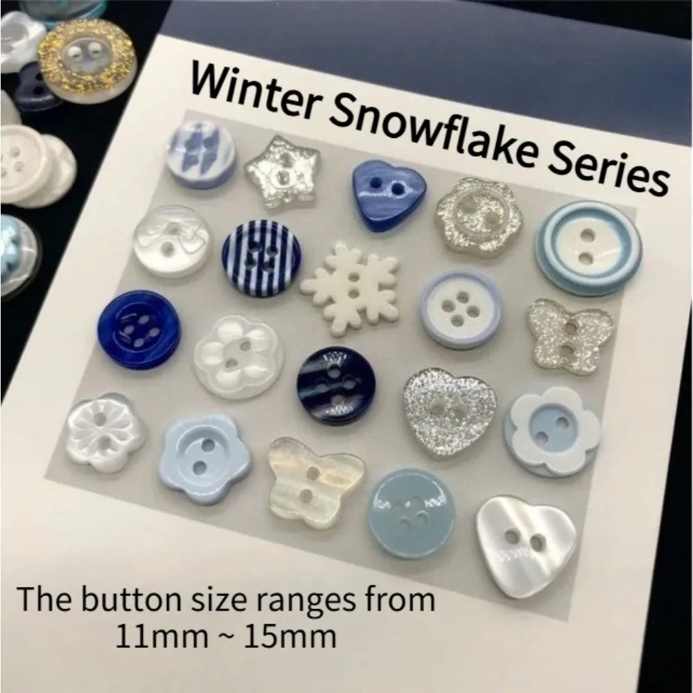 20pc Winter Snowflake Blind Box Buttons for DIY Scrapbooking