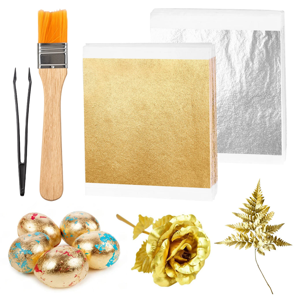 250Pcs Imitation Gold & Silver Foil Sheets – Gilding Kit Gilding Foil Kit Nixie
