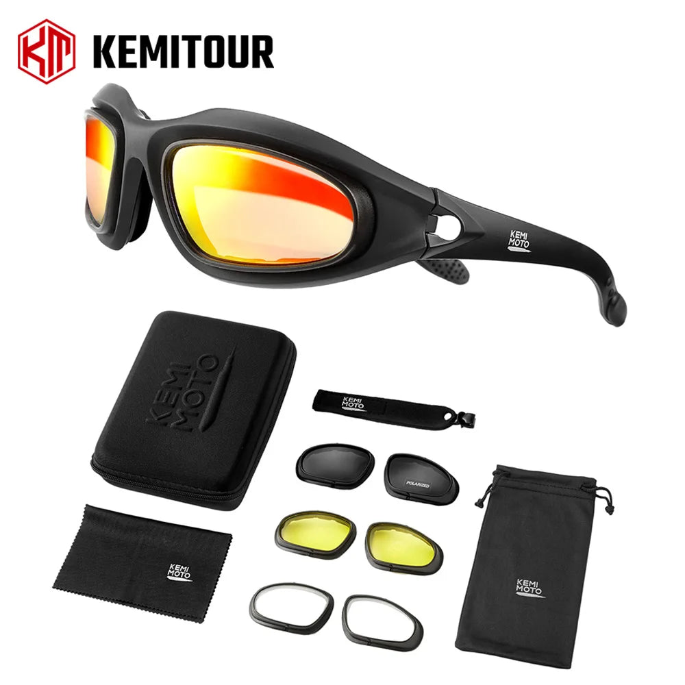 KEMITOUR Motorcycle Goggles UV400 Polarized – 4-Lens Kit Motorcycle Goggles Nixie