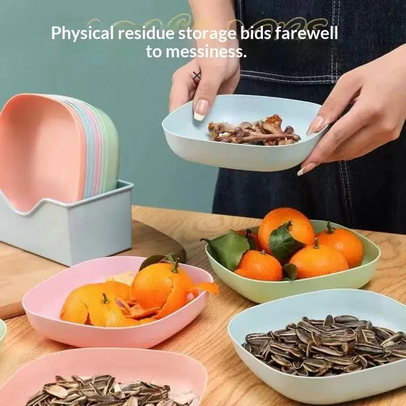10-Piece Reusable Snack & Dessert Plates Set with Storage Rack Snack Plate Set Nixie