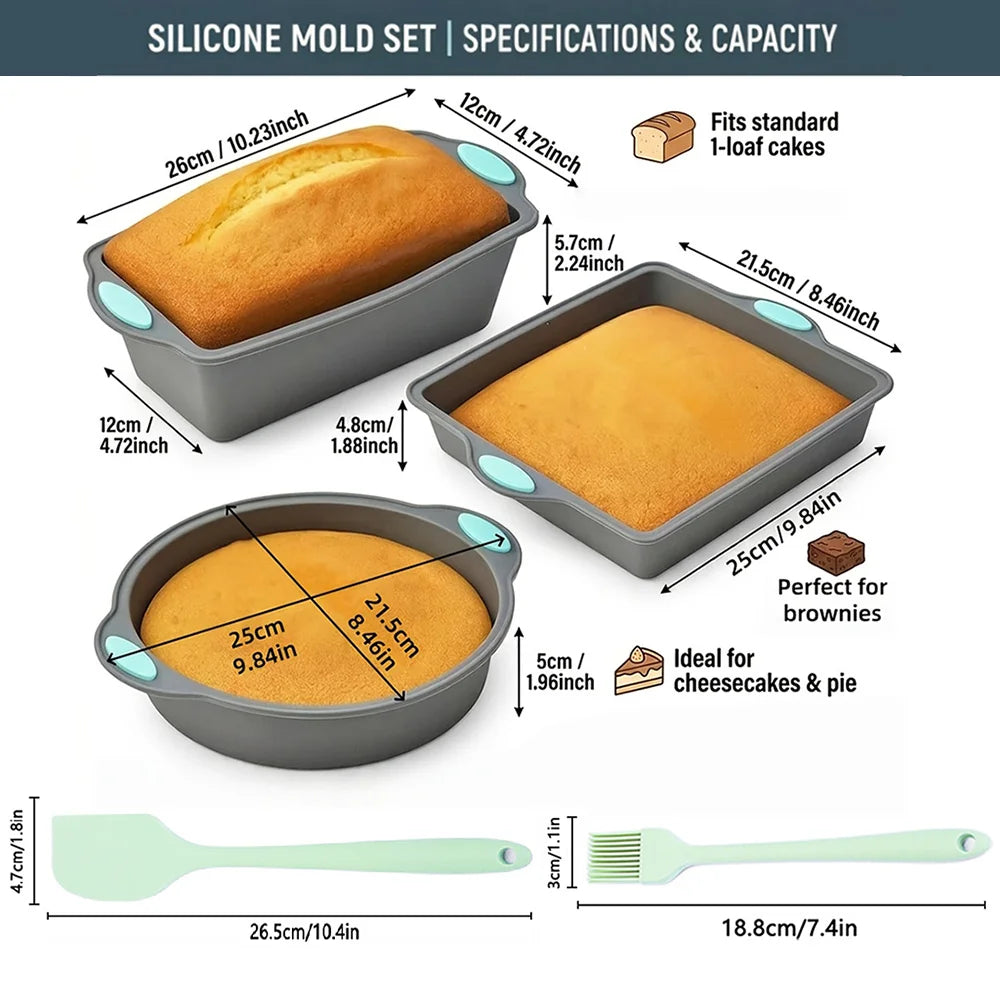 5-Piece Silicone Bakeware Set – Non-Stick Cake & Bread Molds Silicone Bakeware Set Nixie