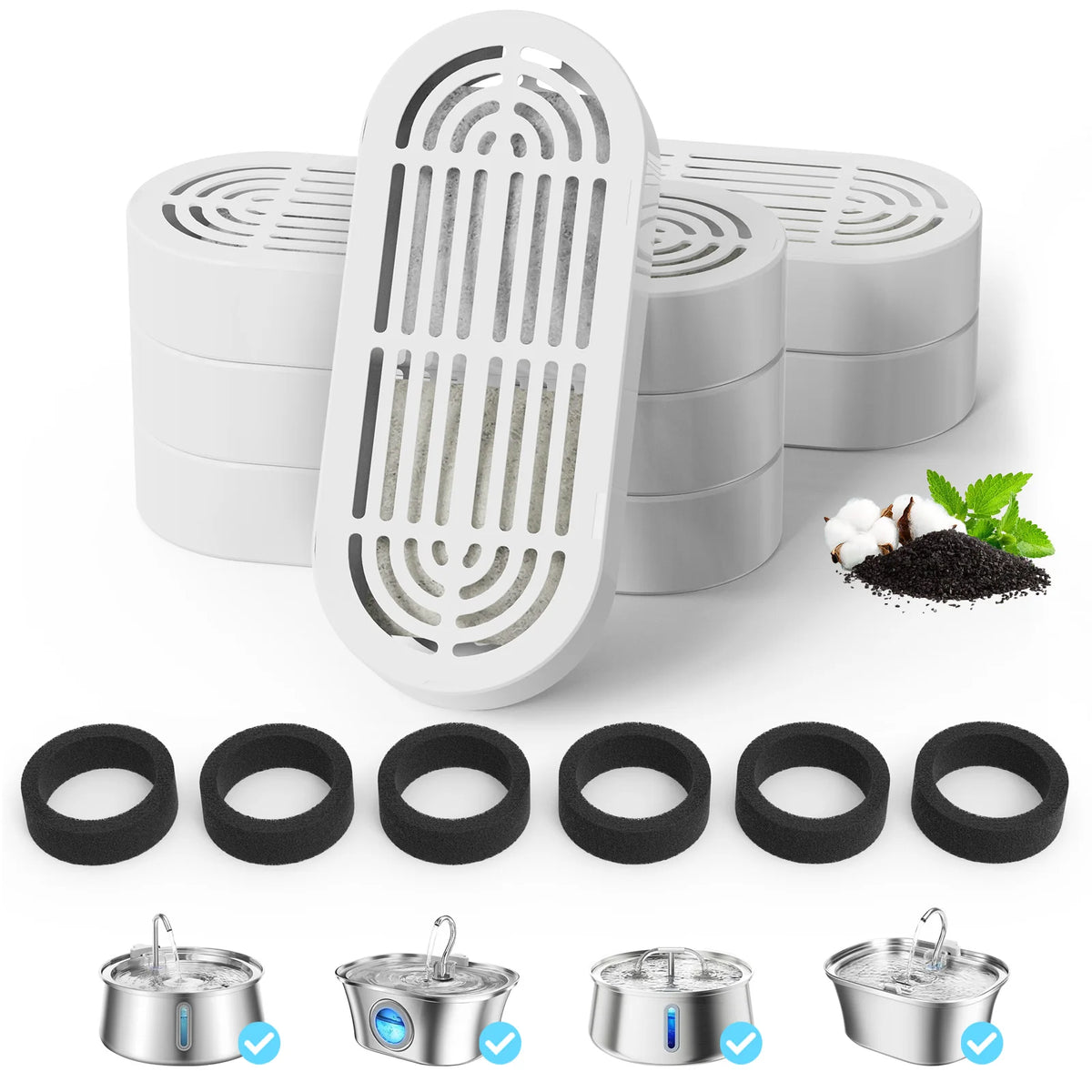 4L Stainless Steel Cat Drinking Fountain with Cycle Filter Pet Water Fountain Nixie 6packs